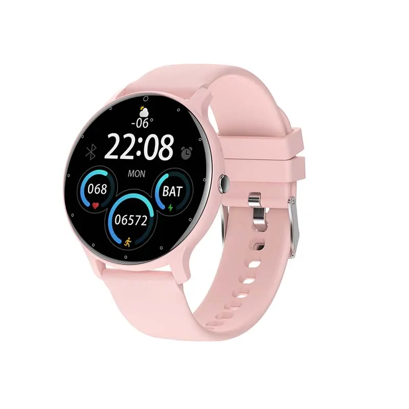 MYRYDER C14Pro smart watch pink 45-degree right side view with matching silicone strap