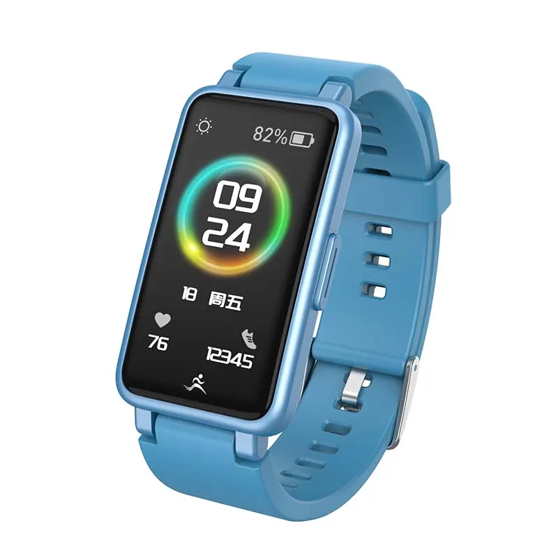 MYRYDER C2Plus sky-blue smart-bracelet 45-degree right-side view, fitness activity tracker wearable by Shenzhen MYRYDER Technology Co., Ltd.