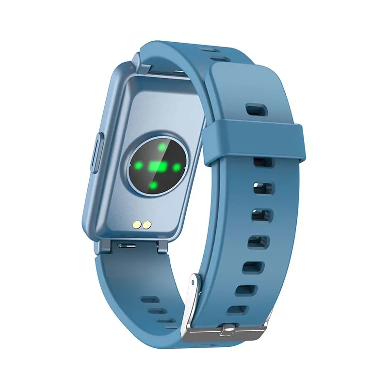 MYRYDER C2Plus sky-blue smart-bracelet back rear-view showing rear sensor module