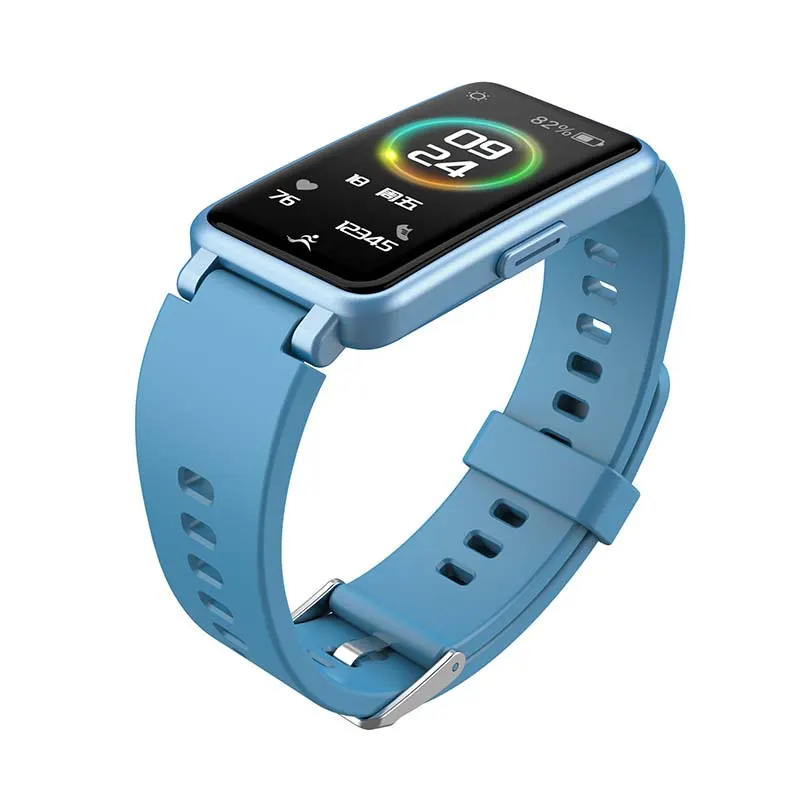 MYRYDER C2Plus sky-blue smart-bracelet top-down overhead view of colour display screen