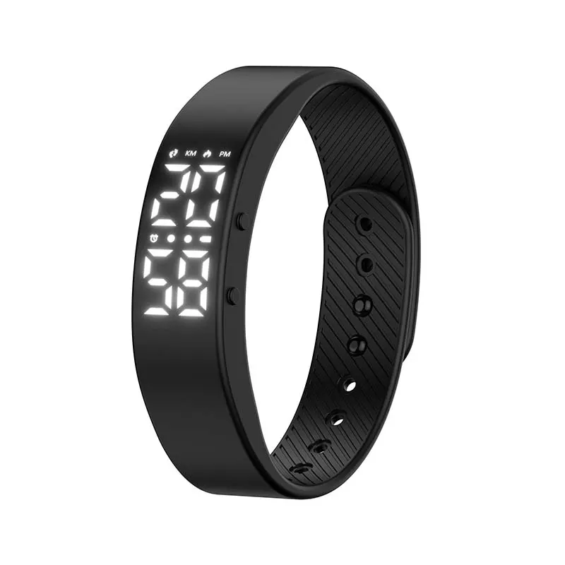 MYRYDER C3Plus fitness band black colour, LED display step counter bracelet 45-degree right side view by Shenzhen MYRYDER Technology Co., Ltd.