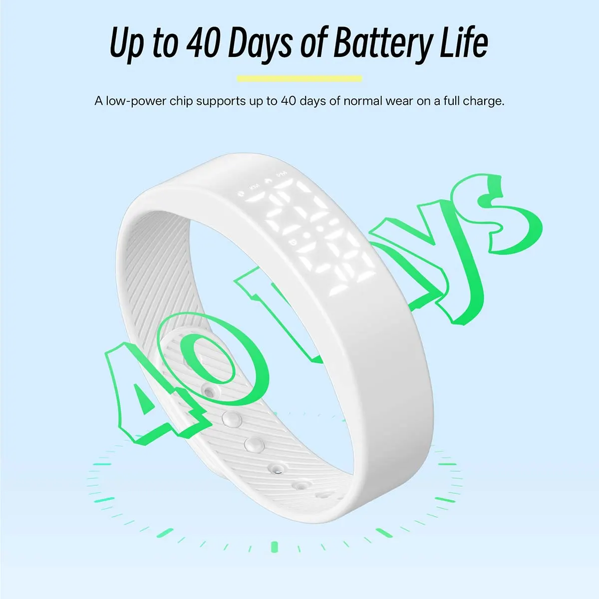 MYRYDER C3Plus up to 40 days of battery life, a low-power chip supporting 40 days of normal wear on a single charge