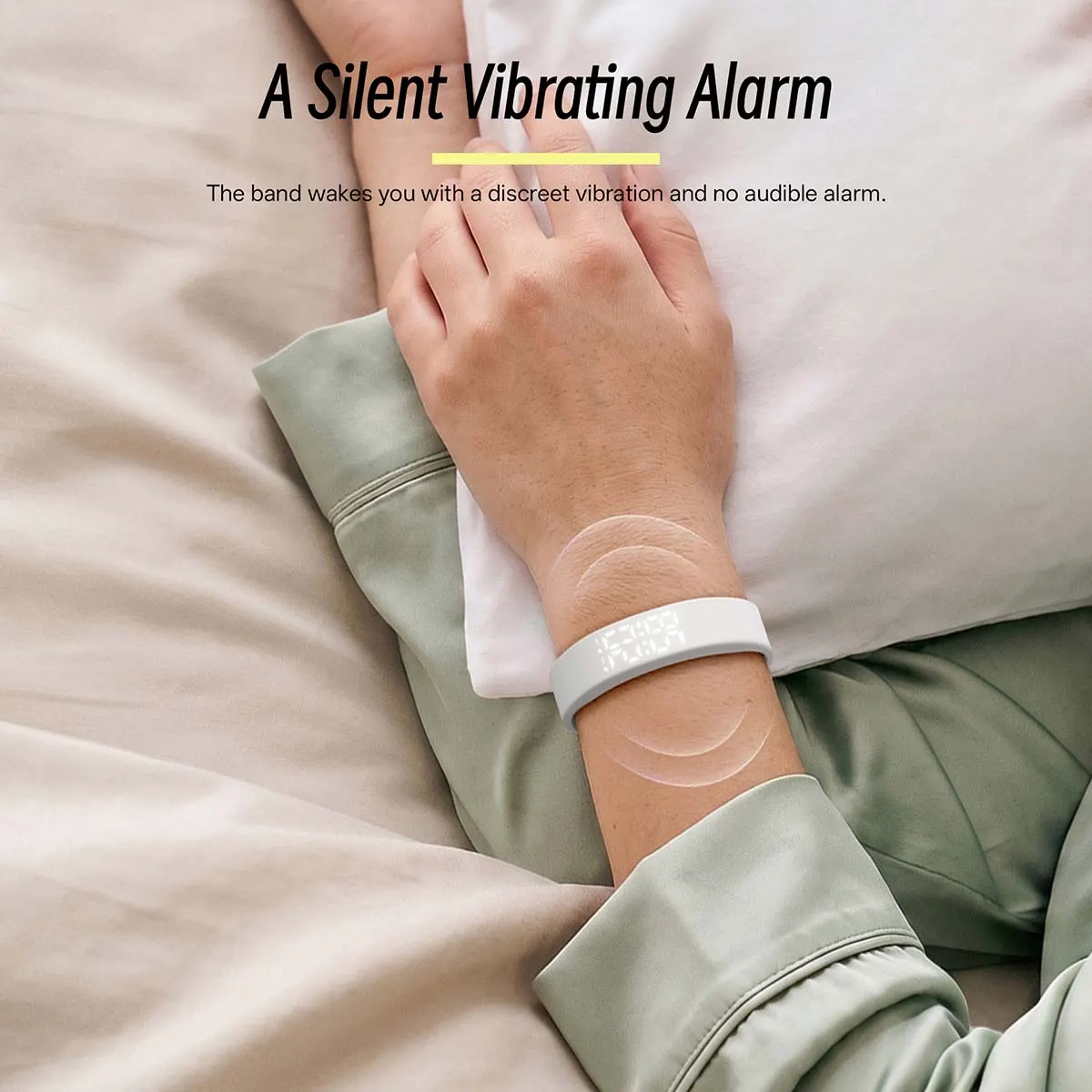 MYRYDER C3Plus silent vibrating alarm waking the wearer with a discreet vibration and no audible alarm