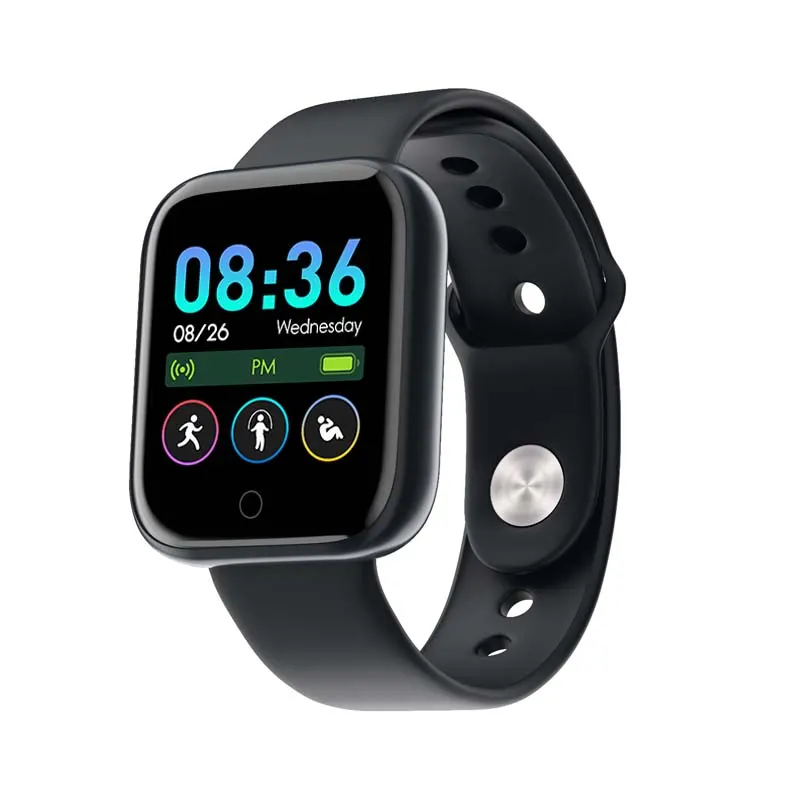 MYRYDER Y68 black smart watch 45-degree right side view, fashion sports wearable device