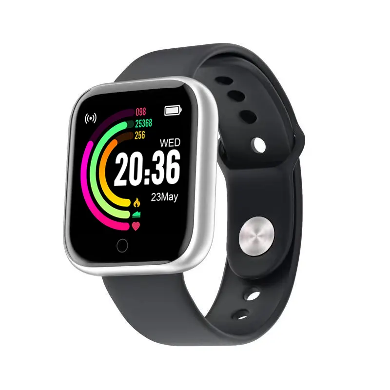 MYRYDER Y68 silver smart watch 45-degree right side view, fashion sports wearable by Shenzhen MYRYDER Technology Co., Ltd.