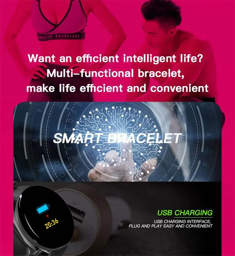 MYRYDER D18 infographic for the built-in USB charging interface — plug and play, no cable needed