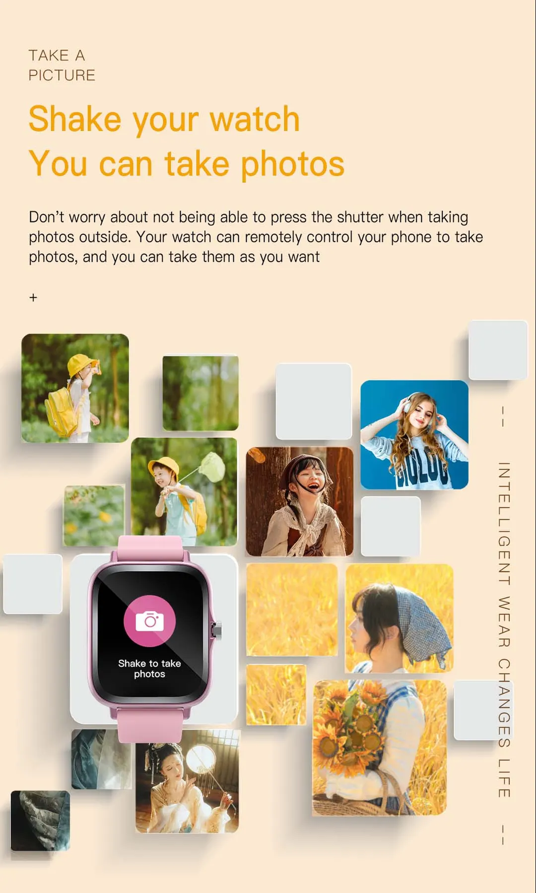 MYRYDER H13 infographic for shake-to-shoot remote camera control of the paired phone