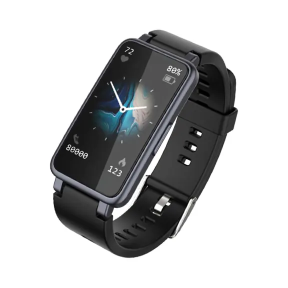 MYRYDER C2Plus black smart bracelet right side view, black color fitness band