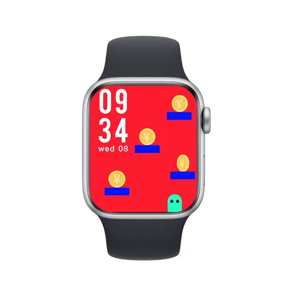 MYRYDER C900Pro smart watch, silver alloy case with a rotary crown and a side button, and a black silicone strap — front view with the red 09:34 digital watch face
