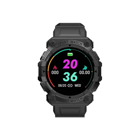 MYRYDER FD68S black smart bracelet, black colour fitness band product display with heart-rate and sleep monitoring