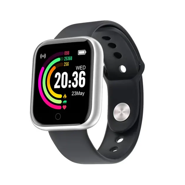 MYRYDER Y68 silver smart watch 45-degree right side view, fashion sports wearable by Shenzhen MYRYDER Technology Co., Ltd.