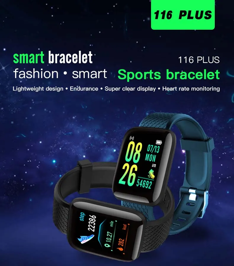 MYRYDER 116Plus smart bracelet graphic banner with smart bracelet, fashion, sports text slogan