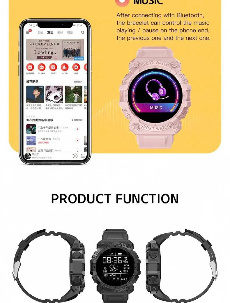 MYRYDER FD68S infographic for bluetooth remote control of mobile phone music playback
