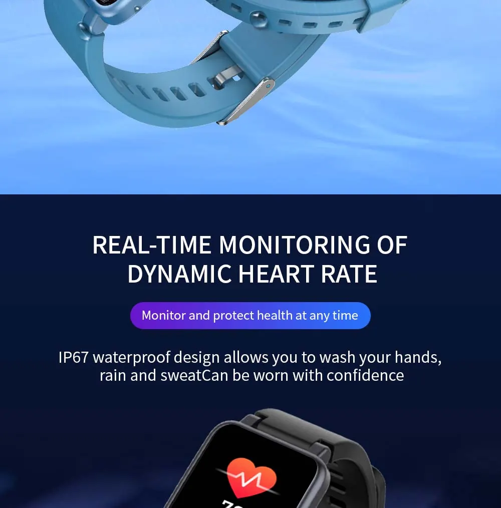 MYRYDER C2Plus smart-bracelet infographic introducing real-time dynamic heart-rate monitoring function