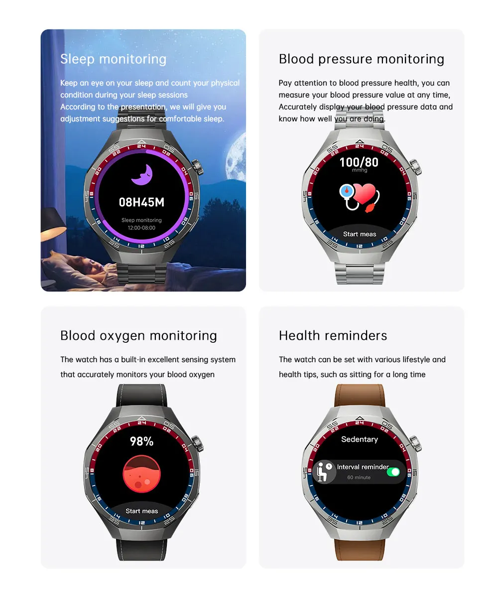 MYRYDER C15Pro health suite: sleep monitoring, blood pressure, blood oxygen and sedentary reminders