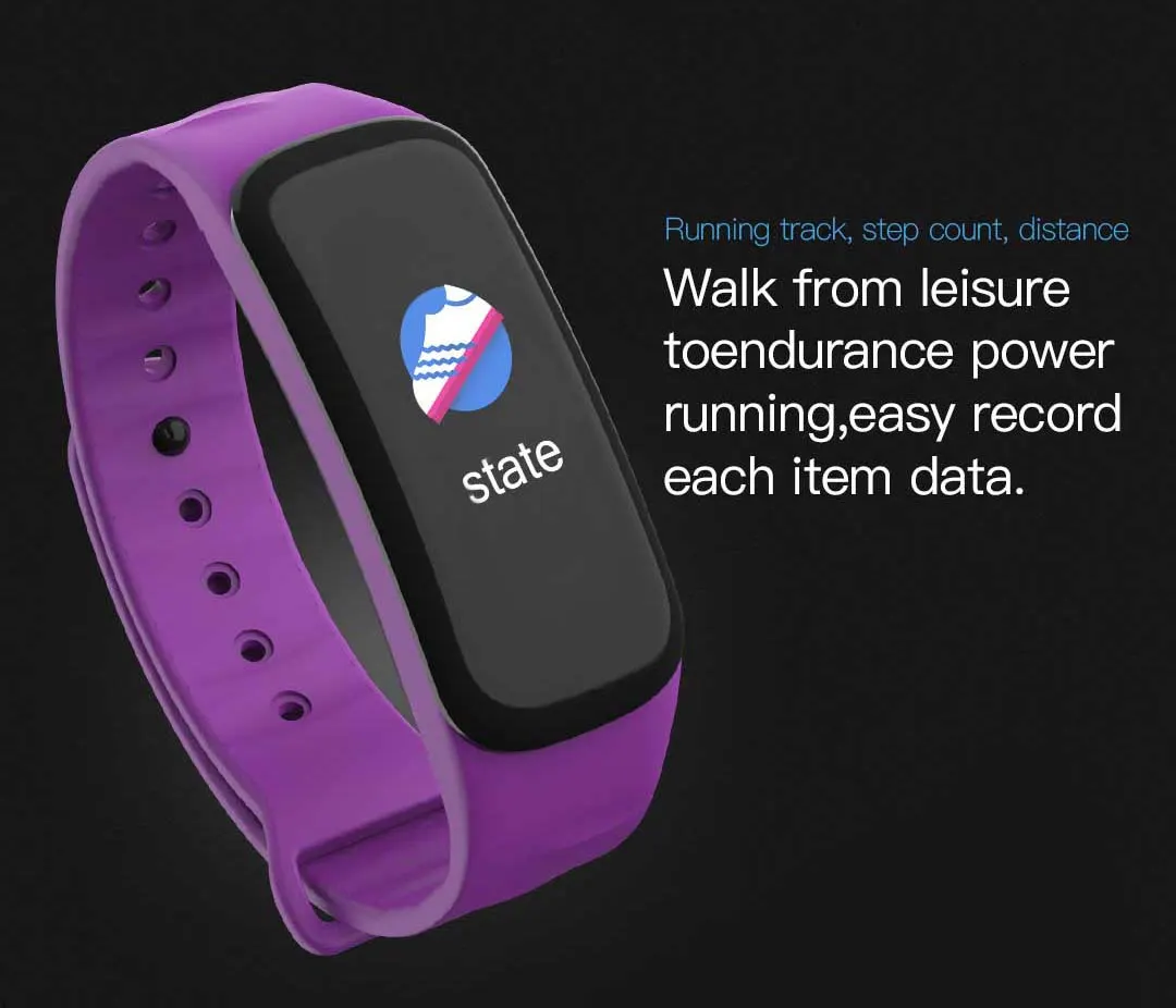 MYRYDER C1Plus infographic for running track, step count and distance, recording each item of data from walking through to endurance power running