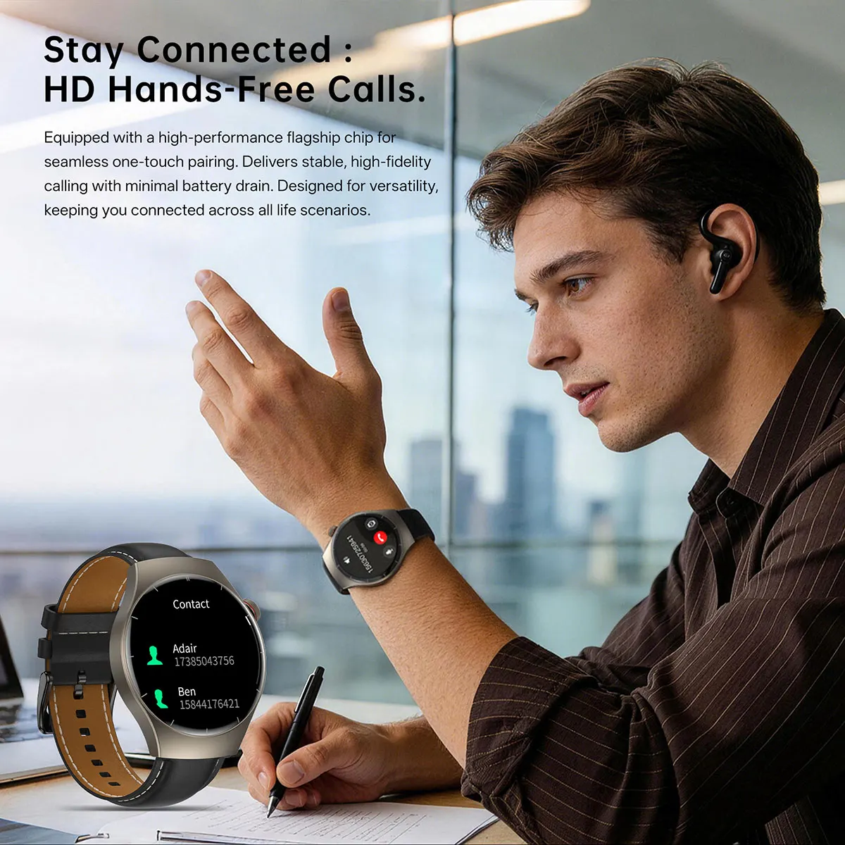 MYRYDER C17Pro smart watch HD hands-free calling: one-touch pairing, stable high-fidelity calls and an on-screen contact list